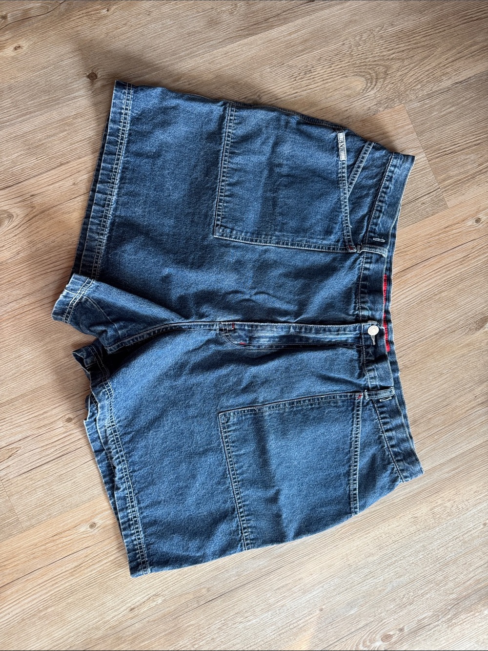 Vintage‎ 90s Revolt Shorts Womens W40 Blue High Rise Utility Denim Casual Summer